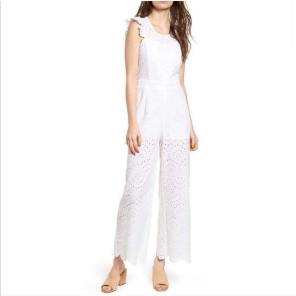 NWT | Leith Eyelet Scalloped Jumpsuit | White | Large
